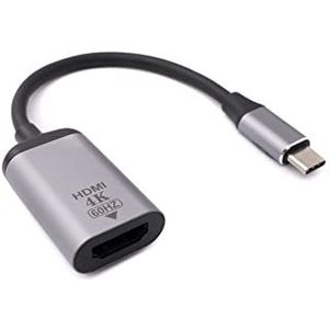 SYSTEM-S HDMI-kabel 20 cm standaard 1.4 aansluiting naar USB 3.1 Type C mannelijke adapter in grijs