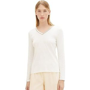 TOM TAILOR T-shirt met lange mouwen voor dames, 10315 - Whisper White, 3XL