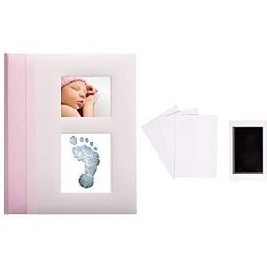 Pearhead Baby Memory Book met meegeleverde Clean-Touch Baby Safe Ink Pad om Baby's Hand of Voetafdruk te creëren, Nieuw Mama Gift, Baby Girl, Record Milestone Journal, Roze, P63026