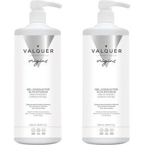 Valquer Geleidende gel voor lichaam en gezicht- Voor professionele apparatuur (echografiegel, elektrotherapie, radiofrequente geleidende gel, cavitatie, IPL, laserontharingsgel, 2 eenheden van 1 liter