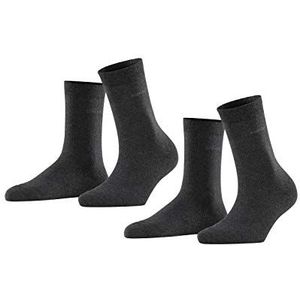 ESPRIT Dames Sokken Basic Easy 2-Pack W SO Katoen eenkleurig Multipack 2 Paar, Grijs (Anthracite Melange 3080), 35-38