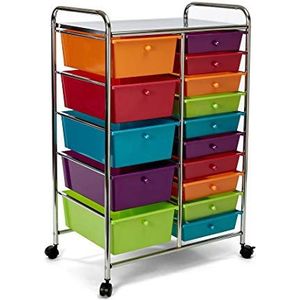 Seville Classics 15-lade multifunctionele mobiele rollende hulpprogramma opbergwagen, veelkleurig (gepaard), groot