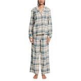 ESPRIT Pyjamaset van geruit flanel, New Teal Blue, XL