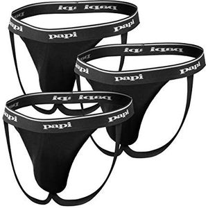 papi mens 3-pack Jockstrap, Athletic Supporter, Breathable Male Workout Underwear Pack of 3, Black, X-Large US