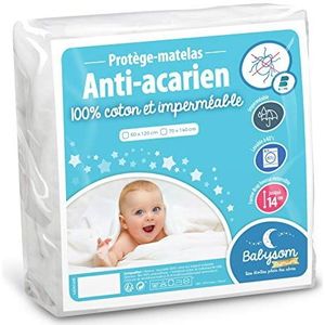 Babysom - Baby Hoeslaken - 70x140 cm | Anti-allergisch | Toplaag 100% Puur katoen : zacht aanvoelend en absorberend matrasbeschermer | Oeko-Tex®