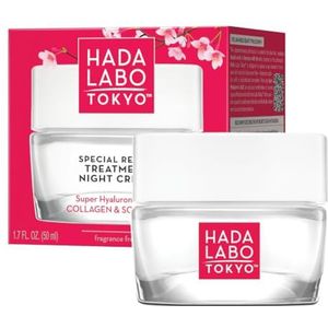 Hada Labo Tokyo 50 ml revitaliserende gezichtscrème voor dames, anti-aging nachtcrème met hyaluronzuur, regeneratie van de huid, gezichtsverzorging voor 40+