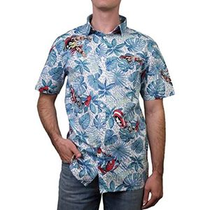 Marvel Men's Button Down Shirt, White Retro Paradise, Large