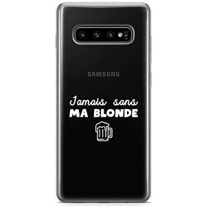 Zokko Beschermhoesje voor Samsung S10 Jamais ohne Meine Blonde – zacht transparant inkt wit