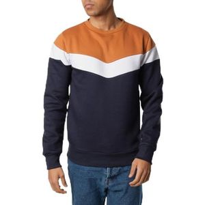 HOPENLIFE Elrond Sweatshirt voor heren, tri-color, ronde hals, beige, marineblauw, wit, M, Beige Navy Wit, M