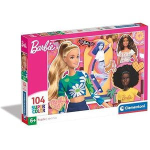 Clementoni - Barbie Supercolor puzzel Barbie 104 stukjes kinderen 6 jaar, puzzel cartoons, Made in Italy, meerkleurig, 25753