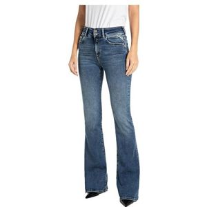 Replay Newluz Flare Jeans voor dames, 009, medium blue., 32W x 32L