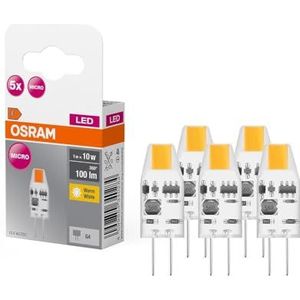 OSRAM - LED Base Pin Micro - Voordeelverpakking 5 Lampen - Warmwit 2700K - G4-Fitting - Matglas