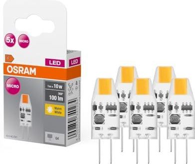 OSRAM - LED Base Pin Micro - Voordeelverpakking 5 Lampen - Warmwit 2700K - G4-Fitting - Matglas