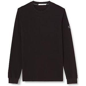 Calvin Klein Jeans Heren Plus Wafel Ls Tee L/S Gebreide Tops, zwart, XXL