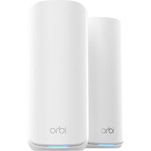 NETGEAR Orbi 870-serie drie-band WiFi 7-mesh systeem (RBE872) - router + 1 satellietextender, beveiligingsfuncties, tot 21 Gbps, dekking tot 400 m2, 150 apparaten, 10-Gig internetpoort, BE21000