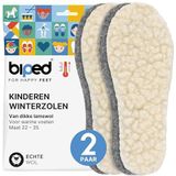 biped Z2690 Lam wollen zolen voor kinderen, 2 paar, extra dikke winterinlegzolen van lamswol en vilt, warme inlegzolen, wit, 22/23 EU