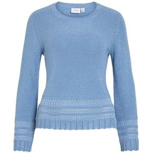 Vialya O-hals L/S Glitter Knit Top, Blissful Blue, L