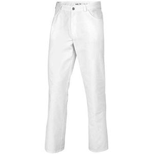 BP 1643-686-21-XLl Uniseks broek, jeansstijl met verstelbaar elastiek achter, 230,00 g/m² stofmix met stretch, wit, XL