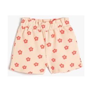Koton Babygirls katoenen shorts met bloemenprint, met wafelstructuur, elastische tailleband, Roze design (2d5), 12-18 Maanden