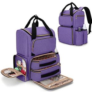 Luxja Nagellak Organizer - Rugzakversie bevat 70 flessen en een nagellamp, reistas met 2 afneembare hoesjes en opbergvakken voor gereedschap (patent aangevraagd), paars