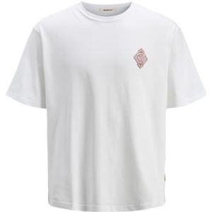 JACK & JONES Heren Jorhydra Patroon Tee Ss Crew Neck, wit (bright white), XS