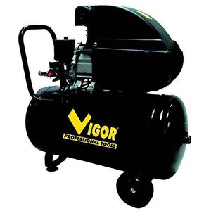 Vigor Vca-50L compressor, 230 V, 1 cilinder, directe overdracht, 2 pk, 50 l
