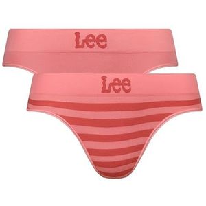 Lee Naadloze damesslip in roze/strepen |Zacht, rekbaar en comfortabel ondergoed met vochtafvoerende technologie, Aardbei IJs/Streep & Plain, S