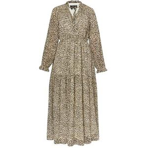 CHANI Maxi-jurk voor dames, met luipaardprint, lichtbeige, meerkleurig, L