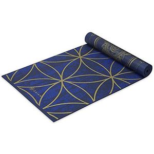 Gaiam Yogamat Premium Print Omkeerbare Extra Dikke Antislip Oefening & Fitness Mat voor alle soorten yoga, pilates & Floor Workouts, metallic zon & maan, 6mm