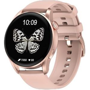 DAM DT3 Smartwatch met meldingen, gedeeld display, multisport-modi en hartslagmonitor, 4,5 x 1,2 x 5 cm, kleur: roze, Normaal