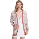 Trendyol Dames Oversized Standaard V-hals Gebreide Vest, roze, S