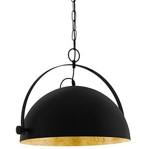 Eglo Covaleda 1 Hanglamp, 1 lichtpunt, industrieel, vintage, retro, hanglamp van staal in zwart, goud, voor eettafel en woonkamer, E27-fitting, diamet