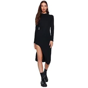 Trendyol FeMan Bodycon Slim fit Knit Jurk, Zwart, S, Zwart, S