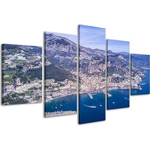 Amalfi 001 Canvas Prints Moderne Schilderijen Kust Amalfi Home Decoratie in 3 Ingelijste Panelen