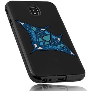 Mumbi hoes compatibel met Samsung Galaxy J3 2016 mobiele telefoon case telefoonhoes met motief Manta, zwart