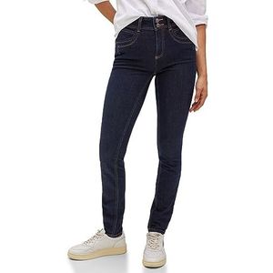 STREET ONE Jeansbroek, slim en hoog, Deep Indigo, 25W x 30L