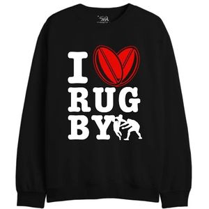 Republic Of California I Love Rugby UXREPCZSW027 Sweatshirt voor heren, zwart, maat S, Zwart, L/Tall