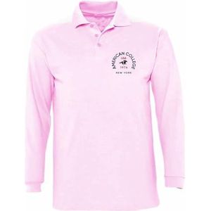 AMERICAN COLLEGE USA American College Poloshirt, lange mouwen, uniseks, kinderen, Roze, 6 Jaar