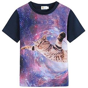 Little Hand T-shirt voor jongens met korte mouwen, katten, 7-8 jaar, Katten, 7-8 Jaren