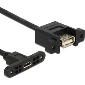 Delock Kabel USB 2.0 Micro-B aansluiting voor inbouw > USB 2.0 A bus voor inbouw 0,25 m, zwart