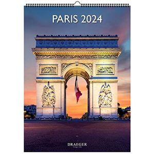 DRAEGER PARIS | Decoratieve wandkalender Paris 2024 om op te hangen, 29 x 39 cm, 16 maanden sept-23 tot december 24, 7 talen, kalender kantoor, huis, maandelijks | decoratie, organisatie |