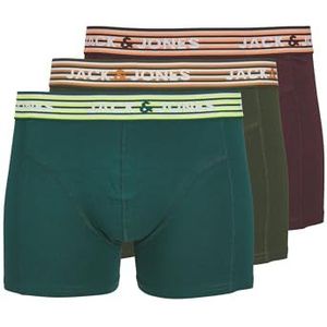 JACK & JONES Boxershorts voor heren, Kombu Green/Pack: diep teal - wijnwijn, M