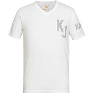 Kaporal, T-shirt met korte mouwen, voor heren, 95% katoen, 5% elastaan, slim fit, V-hals, kleur wit, maat L, Wit, L