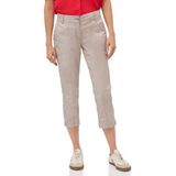 Capri Broeken - Boulder Beige - Riemlussen - Steekzakken - Normale Taillehoogte