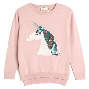 Koton Trui met eenhoorn, lange mouwen, ronde hals, pailletten, detail, roze (275), 4-5 jaar