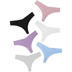 DEANGELMON Seamless Thongs for Women No Show Thong Underwear Women Comfortable Multiple Pack (6P2, S)