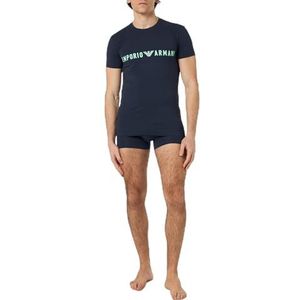 Emporio Armani Heren Stretch Katoen Megalogo T-shirt+Trunk, Marine/Marine/Marine, M, Marien/Marine/Marine, M