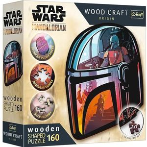 Trefl – Houten contourpuzzels: Star Wars The Mandalorian – 160 stukjes, Wood Craft, Onregelmatige Vormen, 10 Figuurtjes, Moderne Puzzel Premium, voor Volwassenen en Kinderen vanaf 9 jaar