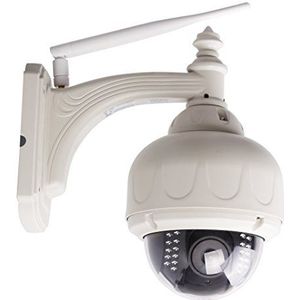 LKM Security IPCEH01WH IP-camera, 720p HD, draaibaar, zwenkbaar, nachtzicht, 5x zoom, groothoek, weerbestendig, wit