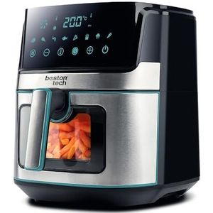 EUDAI Airfryer, 6,5 l, olievrije friteuse met venster, 8 programma's, led-display, touch-bediening, instelbare temperatuur, antiaanbakmand, timer, 1700 W, inclusief recept, roestvrij staal